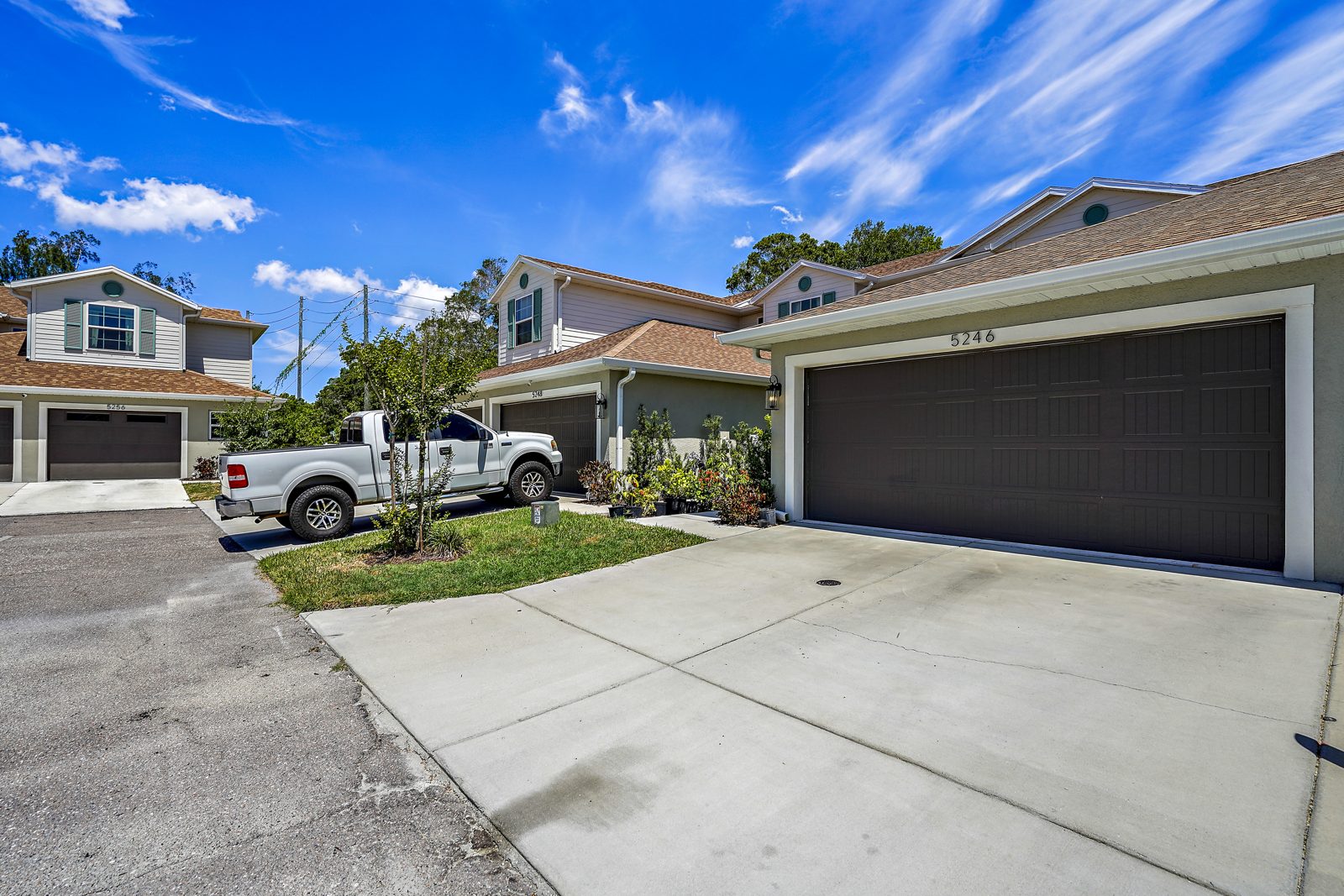 Front elevation and two-car garage, 5246 Neil Dr, St. Petersburg